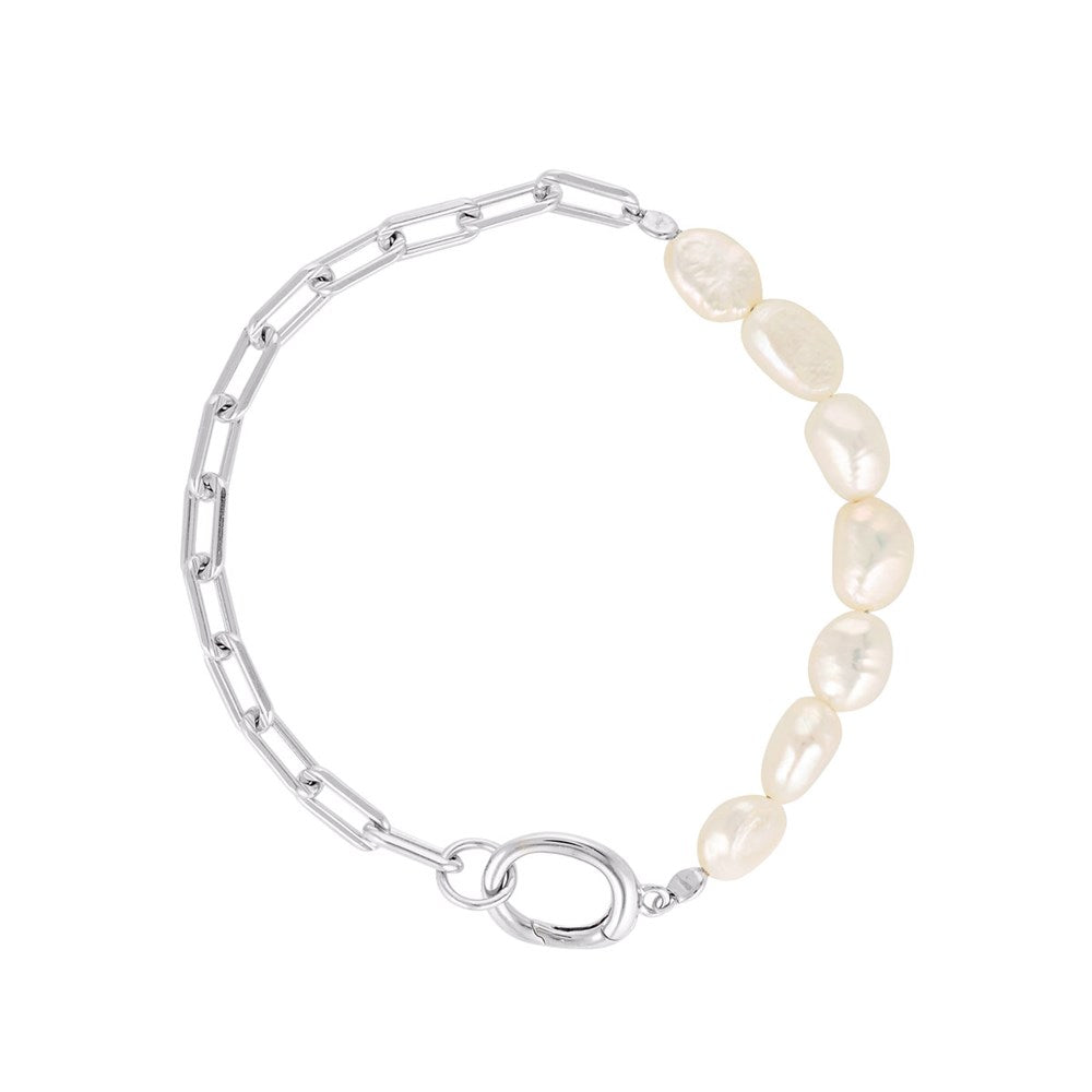 Paperclip Baroque Pearl Bracelet