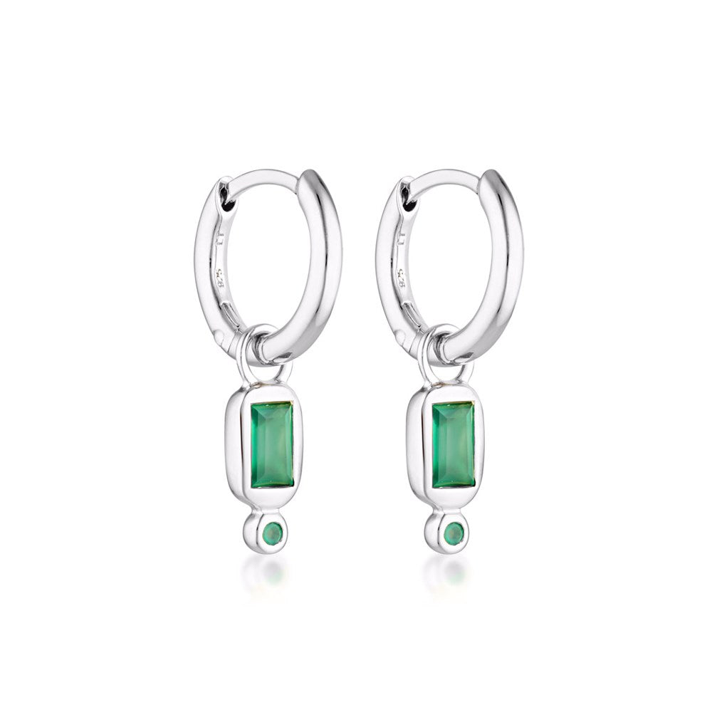 Raya Huggie Earrings - Green Onyx