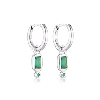 Raya Huggie Earrings - Green Onyx