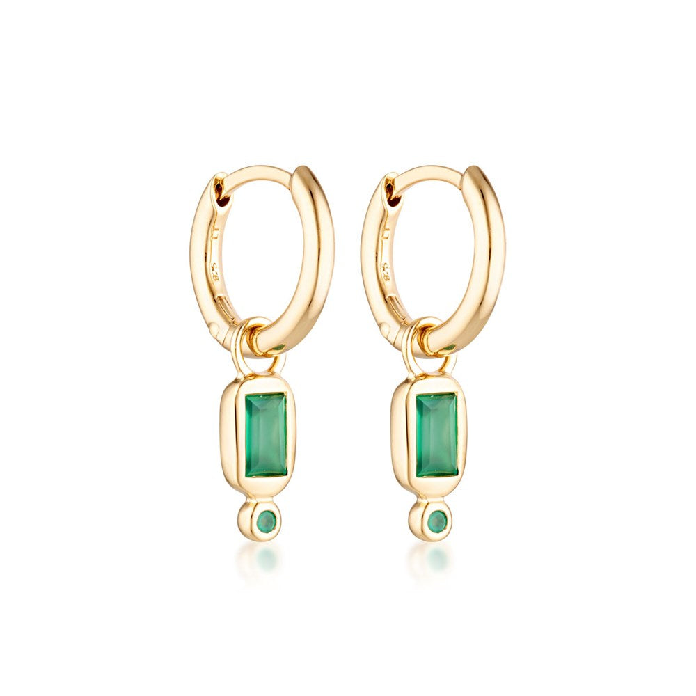 Raya Huggie Earrings - Green Onyx