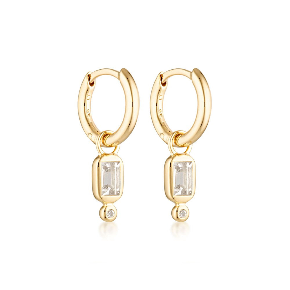 Raya Huggie Earrings - White Topaz