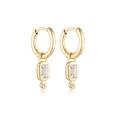 Raya Huggie Earrings - White Topaz