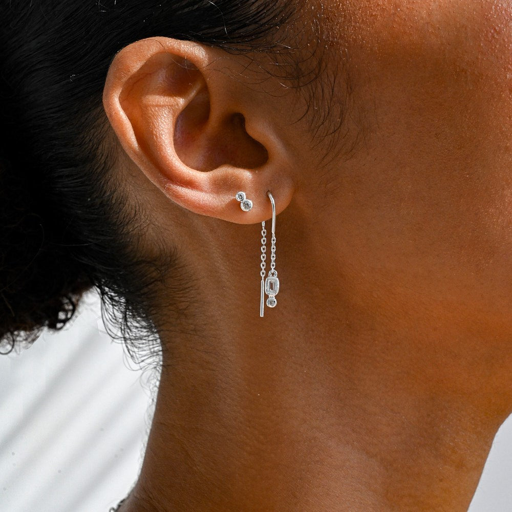 Form Thread Earrings White Topaz Linda Tahija Jewellery