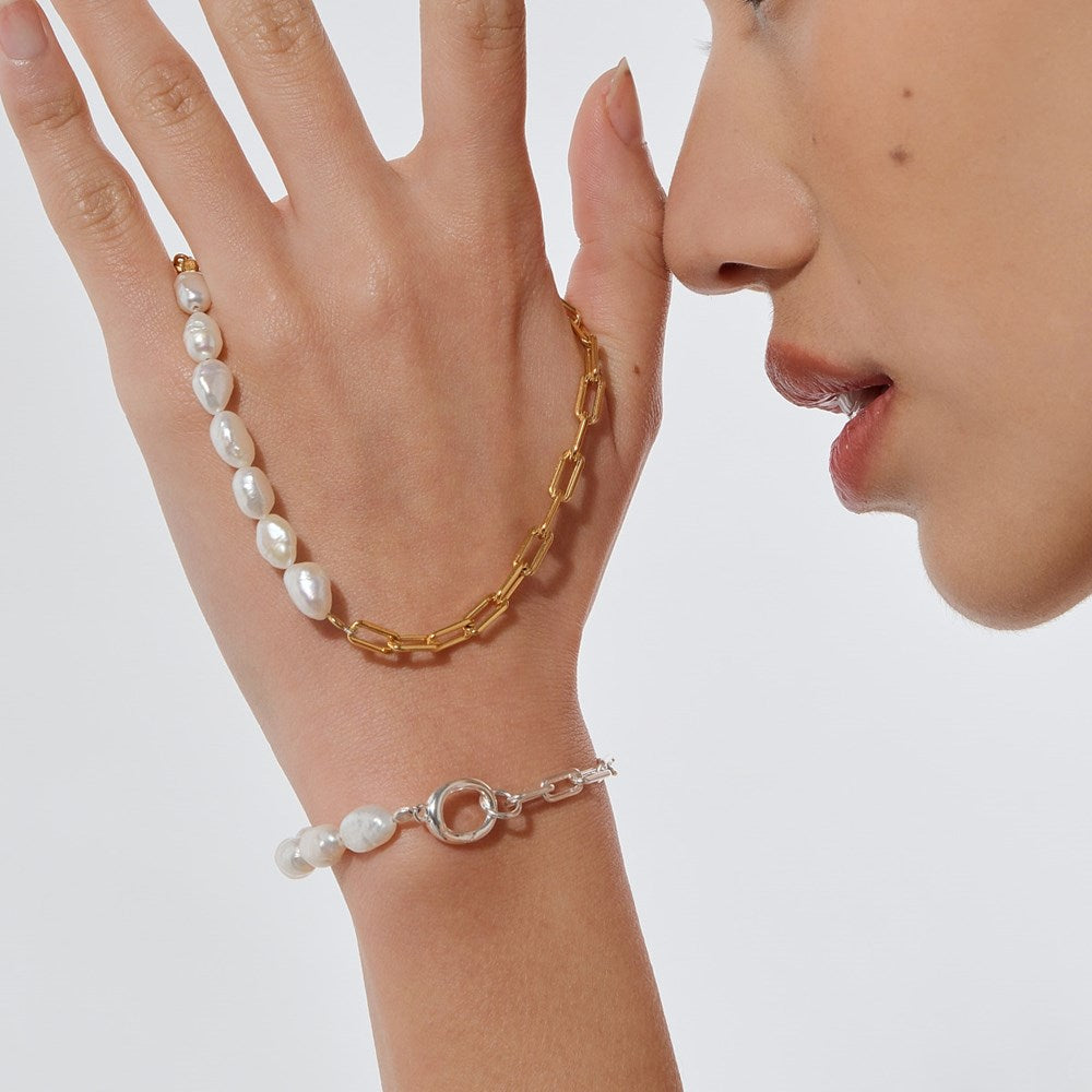 Paperclip Baroque Pearl Bracelet