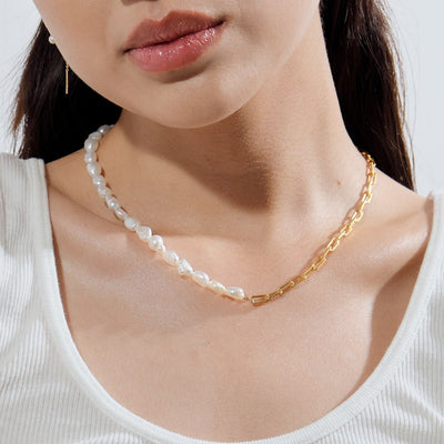 Paperclip Baroque Pearl Necklace