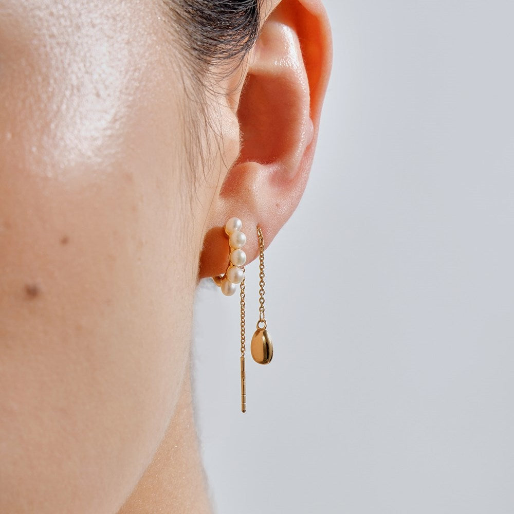 Wake Pearl Huggie Earrings