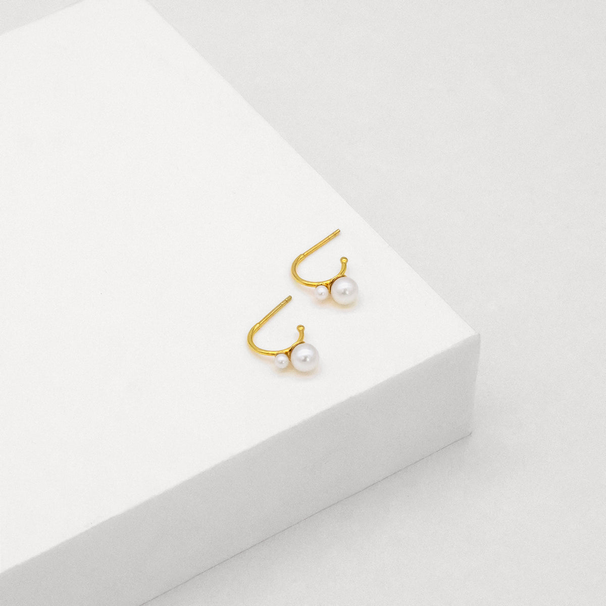 Cleo Double Pearl Hoop Earrings