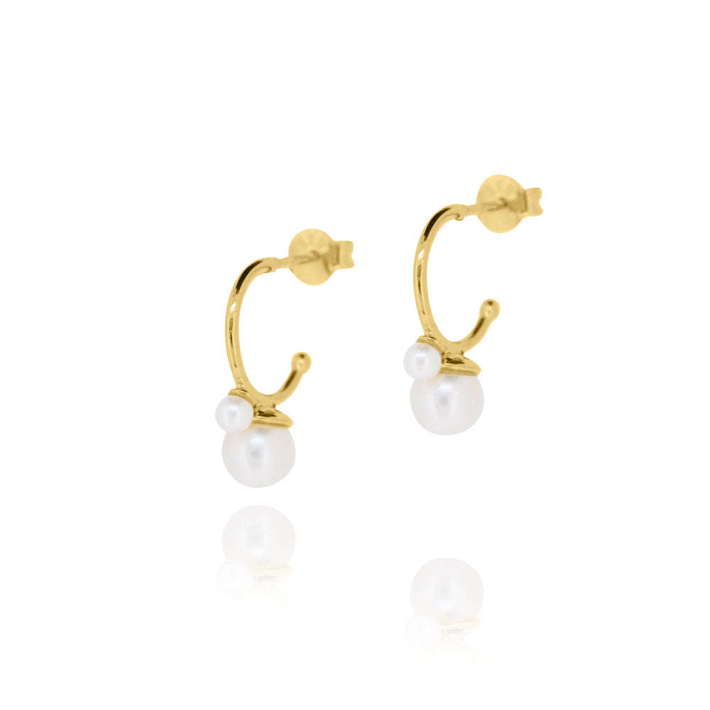 Cleo Double Pearl Hoop Earrings