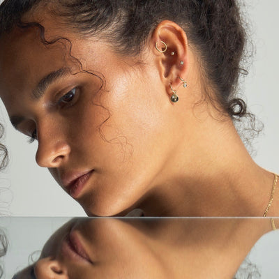Lunar Diamond Hoop Earrings - 9k
