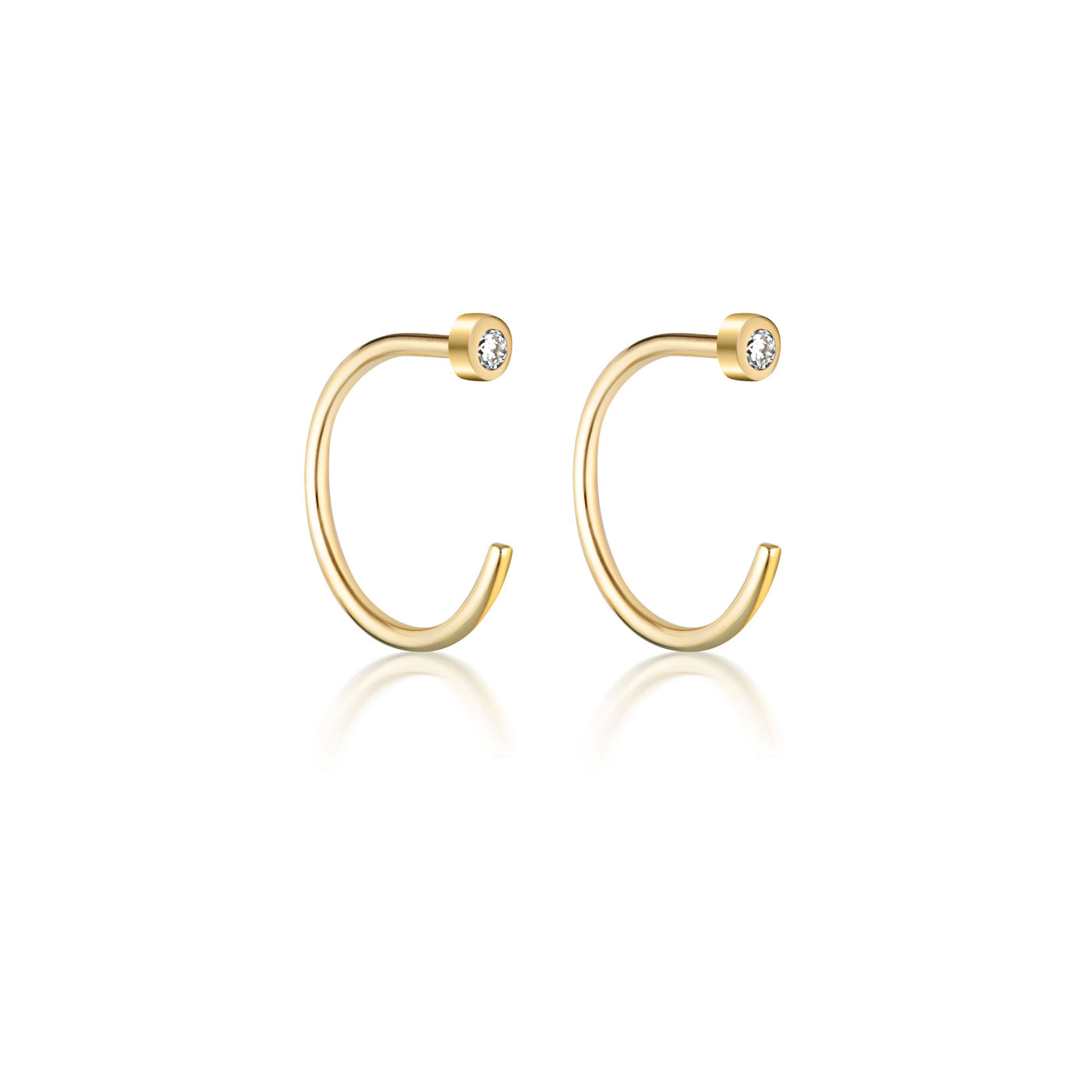 Diamond Open Hoop Earrings - 9k