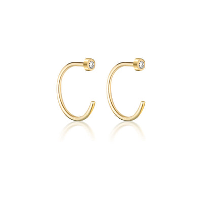 Diamond Open Hoop Earrings - 9k