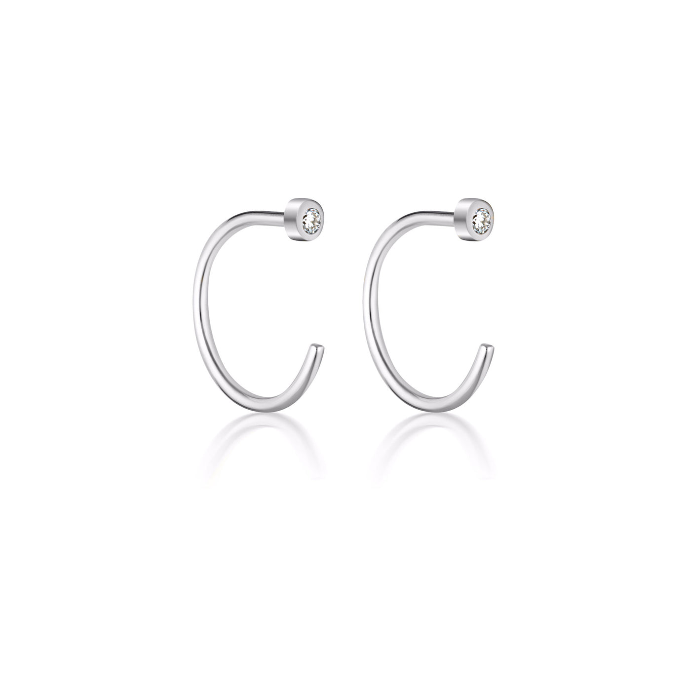 Diamond Open Hoop Earrings - 9k
